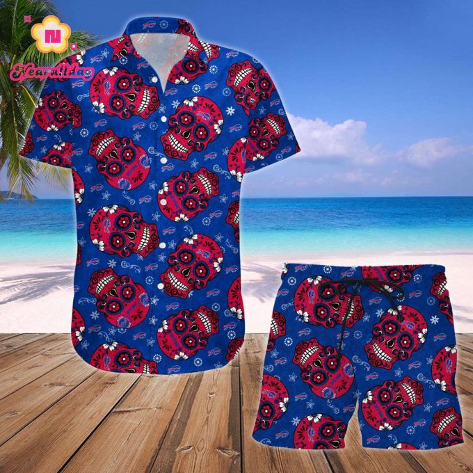 Buffalo Bills NFL SKull Hawaiian Shirt And Short