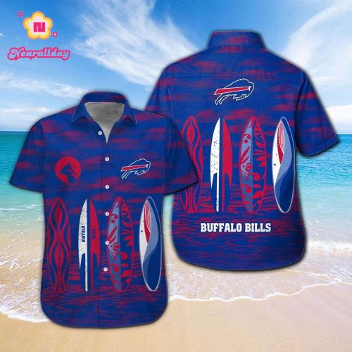 Buffalo Bills Short Sleeve Button Up Tropical Aloha Hawaiian Shirt Set for Men Women Kids Gift