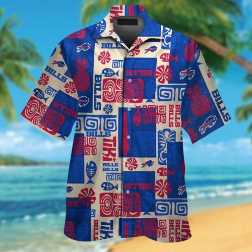 Buffalo Bills Short Sleeve Button Up Tropical Aloha Hawaiian Shirt Set for Men Women Kids Gift