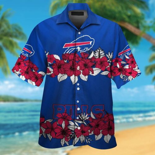 Buffalo Bills Short Sleeve Button Up Tropical Aloha Hawaiian Shirt Set for Men Women Kids Gift
