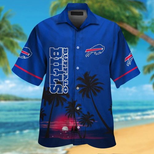 Buffalo Bills Short Sleeve Button Up Tropical Aloha Hawaiian Shirt Set for Men Women Kids Gift