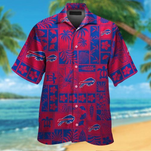 Buffalo Bills Short Sleeve Button Up Tropical Aloha Hawaiian Shirt Set for Men Women Kids Gift