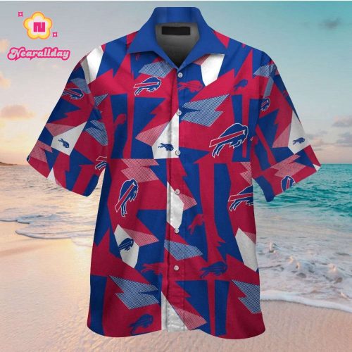 Buffalo Bills Short Sleeve Button Up Tropical Aloha Hawaiian Shirt Set for Men Women Kids Gift