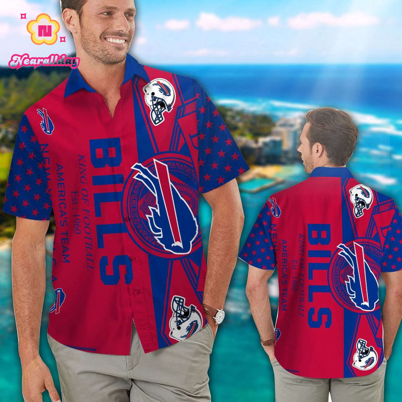 Buffalo Bills Short Sleeve Button Up Tropical Aloha Hawaiian Shirt Set for Men Women Kids Gift Buffalo Bills Short Sleeve Button Up Tropical Aloha Hawaiian Shirt Set for Men Women Kids Gift