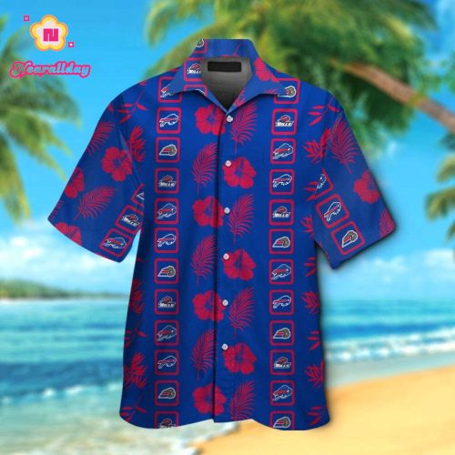 Buffalo Bills Short Sleeve Button Up Tropical Aloha Hawaiian Shirt Set for Men Women Kids Gift