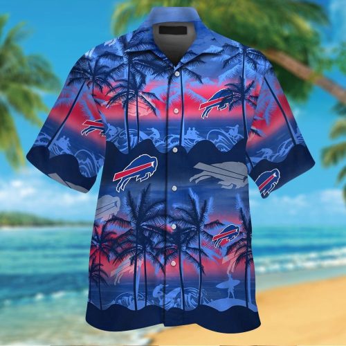 Buffalo Bills Short Sleeve Button Up Tropical Aloha Hawaiian Shirt Set for Men Women Kids Gift