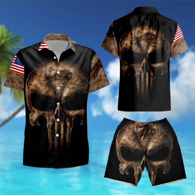 Camouflage Skull Buffalo Bills American Flag Hawaiian Shirt summer shirt