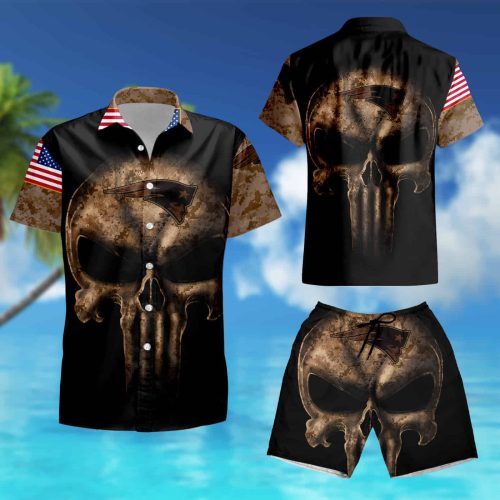 Camouflage Skull New England Patriots American Flag Hawaiian Shirt summer shirt