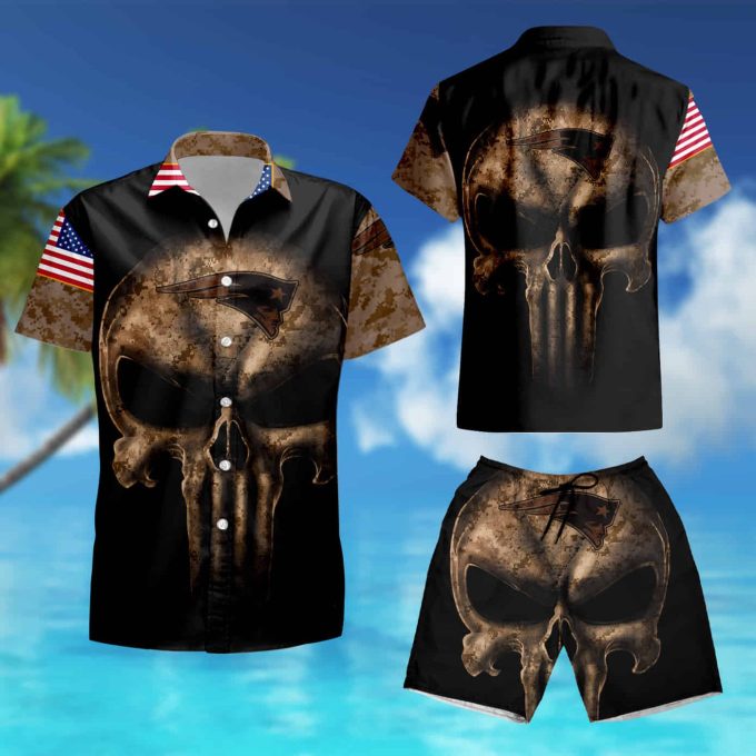 Camouflage Skull New England Patriots American Flag Hawaiian Shirt summer shirt