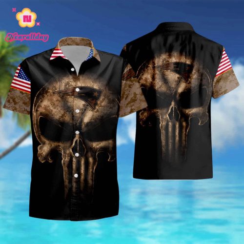 Camouflage Skull New England Patriots American Flag Hawaiian Shirt summer shirt