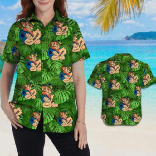 Carolina Panthers Leprechaun St Patricks Day Women Aloha Button Up Hawaiian Shirt Set for Men Women Kids