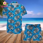 Carolina Panthers NFL SKull Hawaiian Shirt And Short
