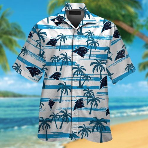 Carolina Panthers Short Sleeve Button Up Tropical Aloha Hawaiian Shirt Set for Men Women Kids Gift