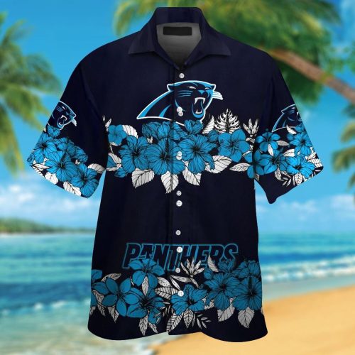 Carolina Panthers Short Sleeve Button Up Tropical Aloha Hawaiian Shirt Set for Men Women Kids Gift