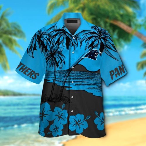 Carolina Panthers Short Sleeve Button Up Tropical Aloha Hawaiian Shirt Set for Men Women Kids Gift