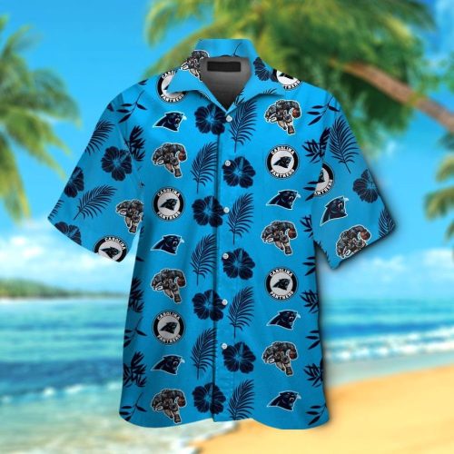 Carolina Panthers Short Sleeve Button Up Tropical Aloha Hawaiian Shirt Set for Men Women Kids Gift