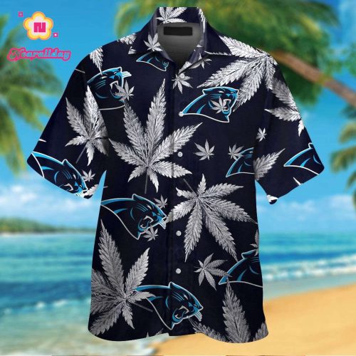 Carolina Panthers Short Sleeve Button Up Tropical Aloha Hawaiian Shirt Set for Men Women Kids Gift