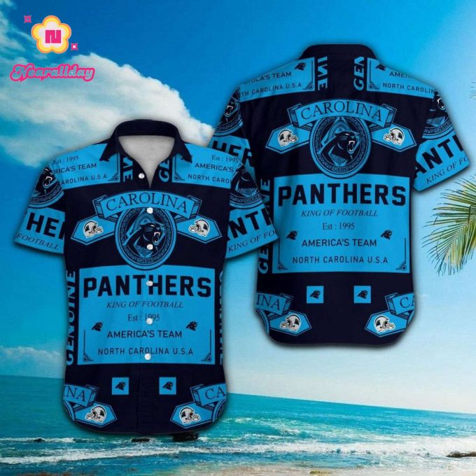 Carolina Panthers Short Sleeve Button Up Tropical Aloha Hawaiian Shirt Set for Men Women Kids Gift