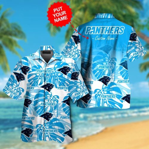 Carolina Panthers Short Sleeve Button Up Tropical Aloha Hawaiian Shirt Set for Men Women Kids Gift