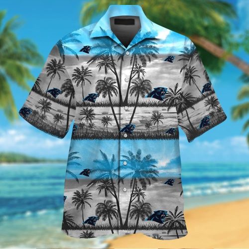Carolina Panthers Short Sleeve Button Up Tropical Aloha Hawaiian Shirt Set for Men Women Kids Gift