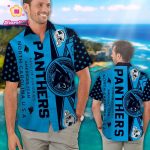 Carolina Panthers Short Sleeve Button Up Tropical Aloha Hawaiian Shirt Set for Men Women Kids Gift