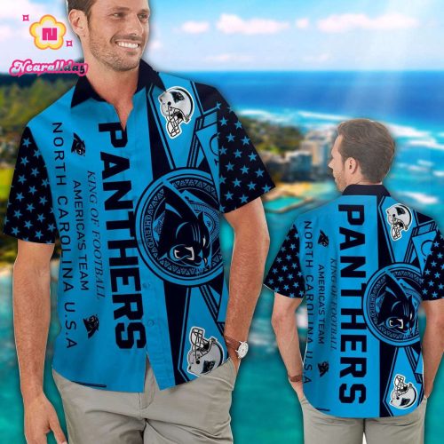 Carolina Panthers Short Sleeve Button Up Tropical Aloha Hawaiian Shirt Set for Men Women Kids Gift
