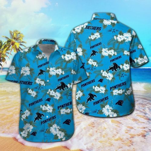 Carolina Panthers Short Sleeve Button Up Tropical Aloha Hawaiian Shirt Set for Men Women Kids Gift