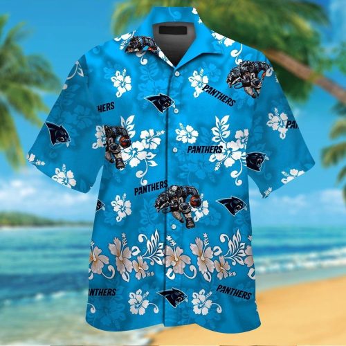 Carolina Panthers Short Sleeve Button Up Tropical Aloha Hawaiian Shirt Set for Men Women Kids Gift