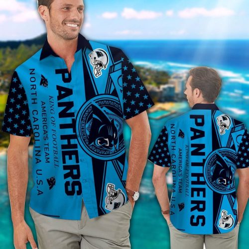 Carolina Panthers Short Sleeve Button Up Tropical Aloha Hawaiian Shirt Set for Men Women Kids Gift