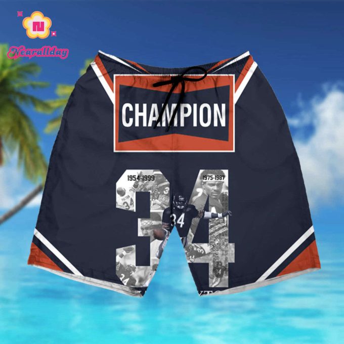 Chicago Bears Champion Walter Payton 34 Hall Of Fame Signature For Bears Fans Hawaiian Shirt summer shirt