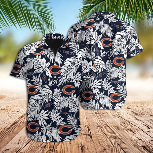 Chicago Bears Hawaiian Shirt Bears Tropical Leaves Hawaiian Shirt