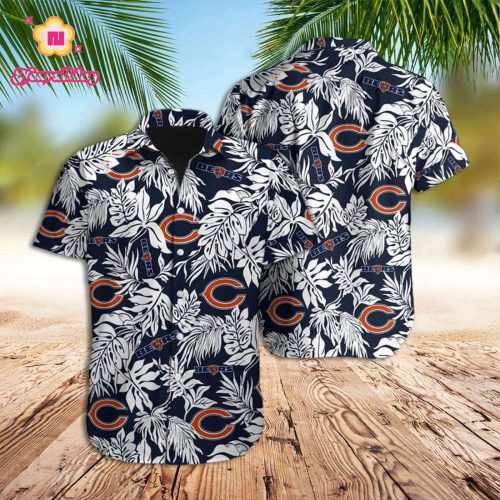 Chicago Bears Hawaiian Shirt Bears Tropical Leaves Hawaiian Shirt