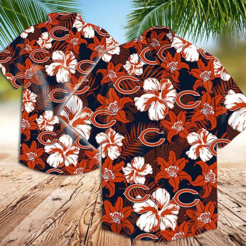 Chicago Bears Hawaiian Shirt Hibiscus Floral Hawaiian Shirt
