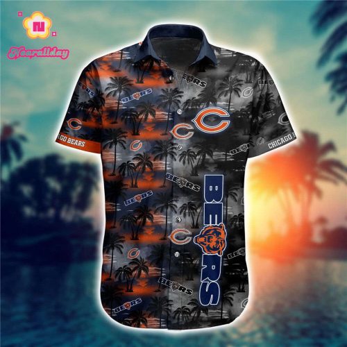 Chicago Bears Hawaiian Shirt Palm Tree Pattern
