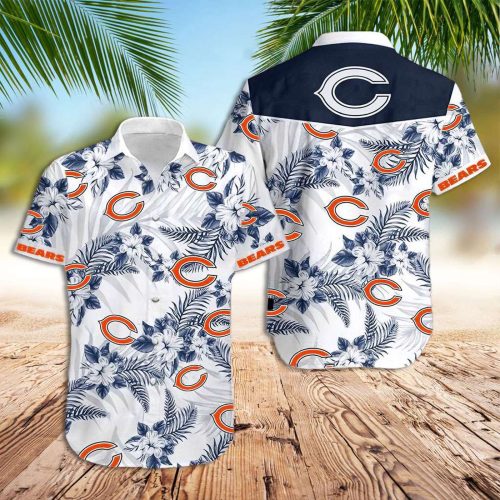 Chicago Bears Hawaiian Shirt Tropical Floral Hawaiian Shirt