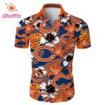 Chicago Bears Hawaiian Shirt Tropical Flower Short Sleeve