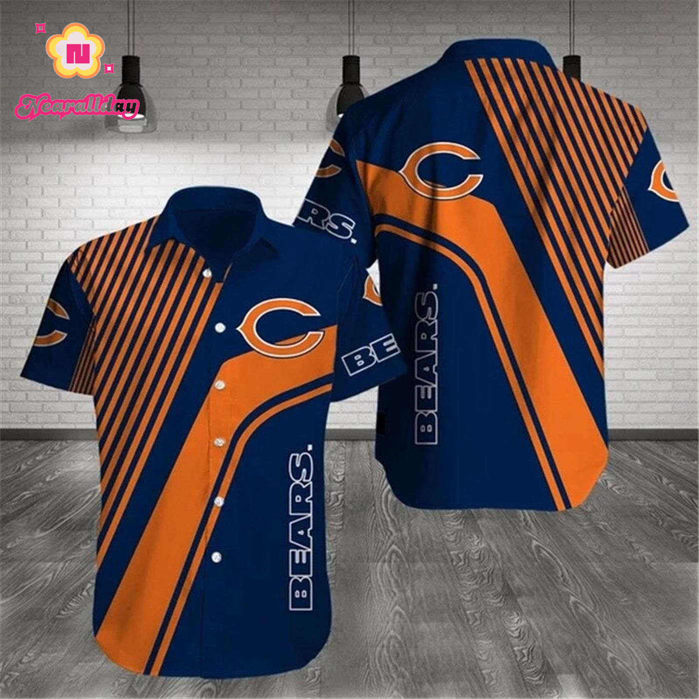 Chicago Bears Hawaiian Shirts Pattern Stripe Chicago Bears Hawaiian Shirts Pattern Stripe
