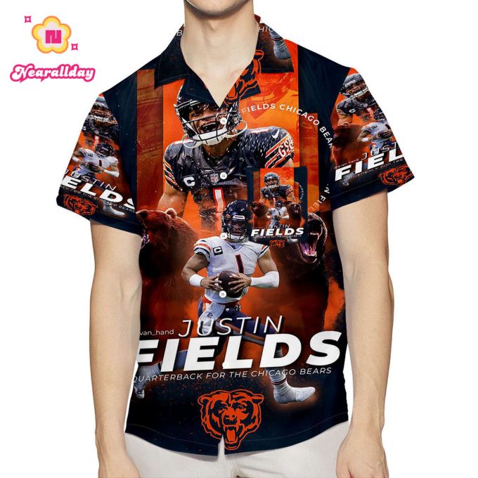 Chicago Bears Justin Fields7 3D All Over Print Summer Beach Hawaiian Shirt With Pocket