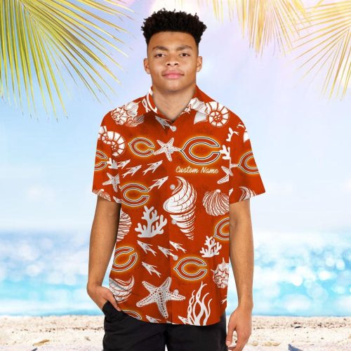 Chicago Bears Name Personalized Short Sleeve Button Up Tropical Aloha Hawaiian Shirt Set for Men Women Kids