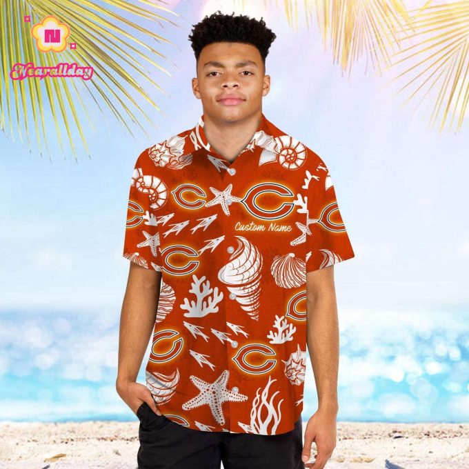 Chicago Bears Name Personalized Short Sleeve Button Up Tropical Aloha Hawaiian Shirt Set for Men Women Kids