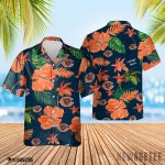 Chicago Bears Nfl Color Hibiscus Button Up Hawaiian Shirt