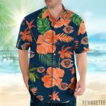 Chicago Bears Nfl Color Hibiscus Button Up Hawaiian Shirt