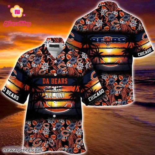 Chicago Bears Nfl Summer Beach Hawaiian Shirt Hibiscus Pattern For Sports Fan