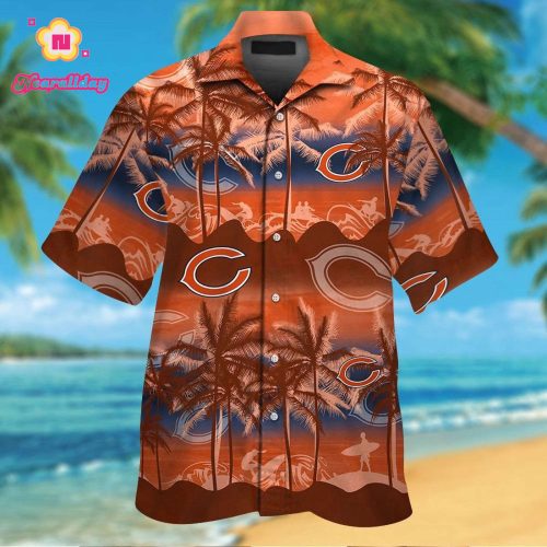 Chicago Bears Short Sleeve Button Up Tropical Aloha Hawaiian Shirt Set for Men Women Kids Gift