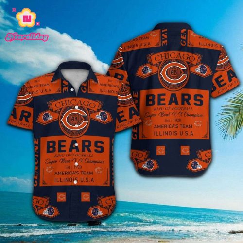 Chicago Bears Short Sleeve Button Up Tropical Aloha Hawaiian Shirt Set for Men Women Kids Gift