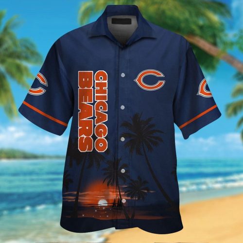 Chicago Bears Short Sleeve Button Up Tropical Aloha Hawaiian Shirt Set for Men Women Kids Gift