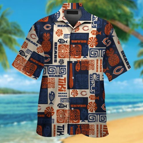 Chicago Bears Short Sleeve Button Up Tropical Aloha Hawaiian Shirt Set for Men Women Kids Gift