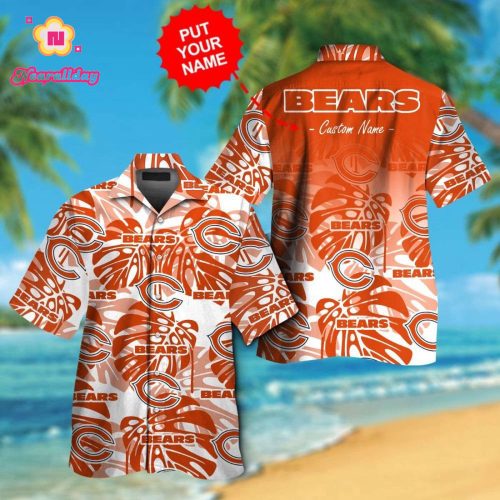 Chicago Bears Short Sleeve Button Up Tropical Aloha Hawaiian Shirt Set for Men Women Kids Gift