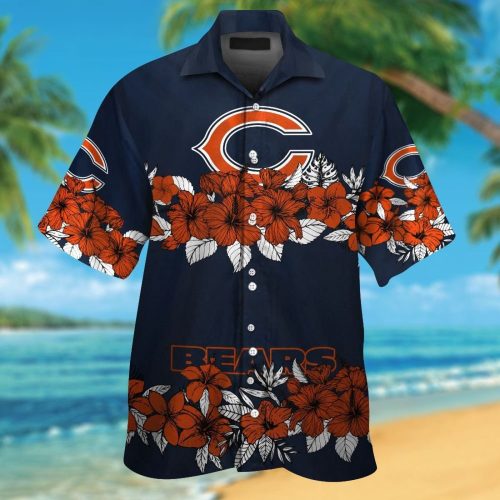 Chicago Bears Short Sleeve Button Up Tropical Aloha Hawaiian Shirt Set for Men Women Kids Gift