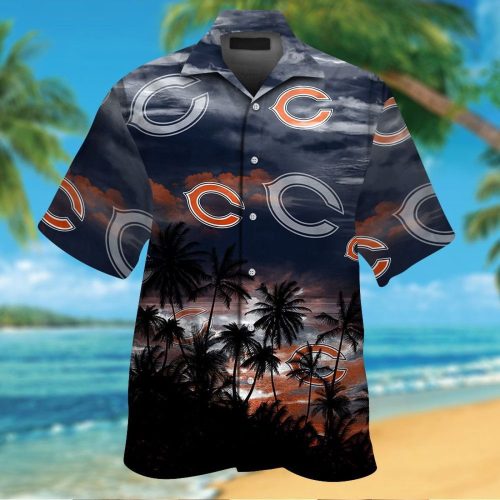 Chicago Bears Short Sleeve Button Up Tropical Aloha Hawaiian Shirt Set for Men Women Kids Gift